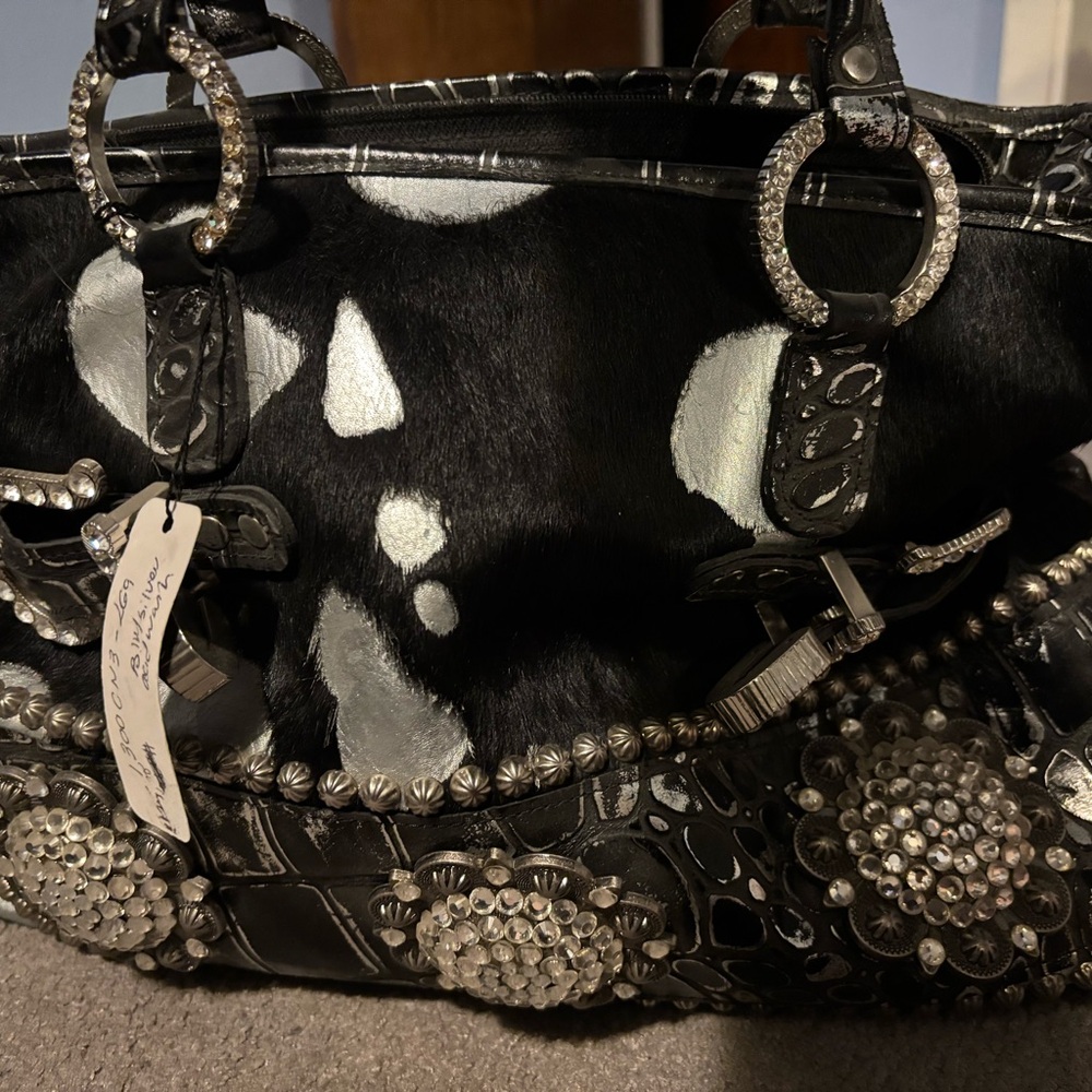 Raviani Black and Silver Embellished Shoulder Bag